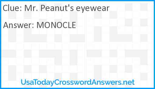Mr. Peanut's eyewear Answer