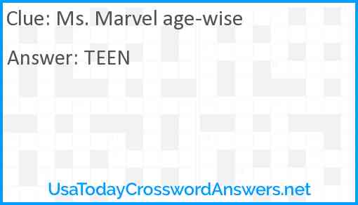 Ms. Marvel age-wise Answer