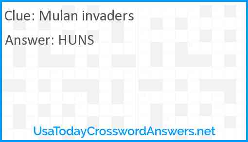 Mulan invaders Answer