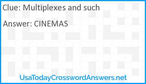 Multiplexes and such Answer