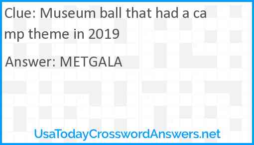Museum ball that had a camp theme in 2019 Answer