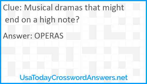 Musical dramas that might end on a high note? Answer