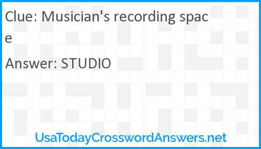 Musician's recording space Answer