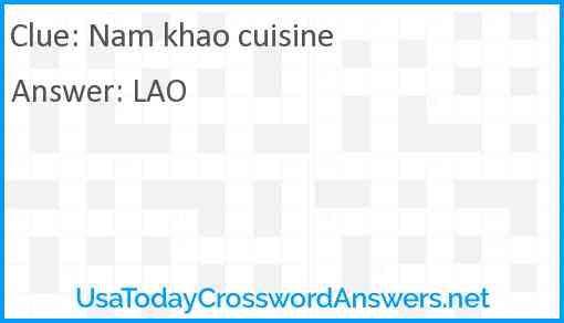 Nam khao cuisine Answer
