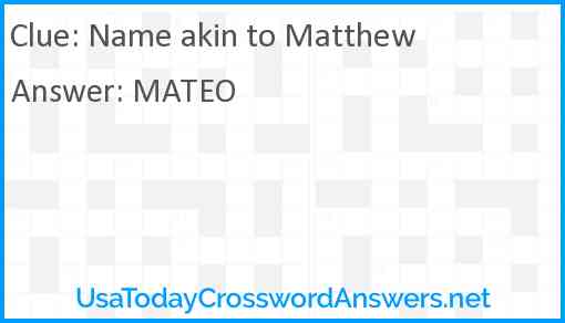 Name akin to Matthew Answer
