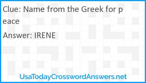 Name from the Greek for peace Answer