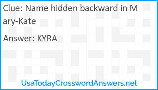 Name hidden backward in Mary-Kate Answer