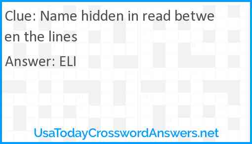 Name hidden in read between the lines Answer