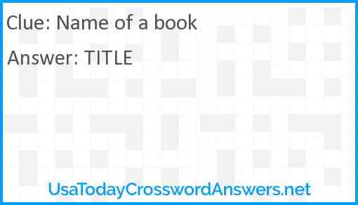 Name of a book Answer