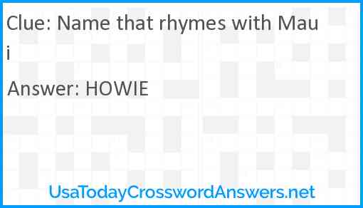 Name that rhymes with Maui Answer