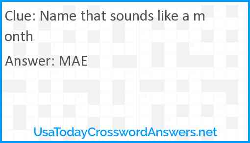 Name that sounds like a month Answer