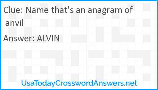 Name that's an anagram of anvil Answer