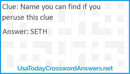 Name you can find if you peruse this clue Answer