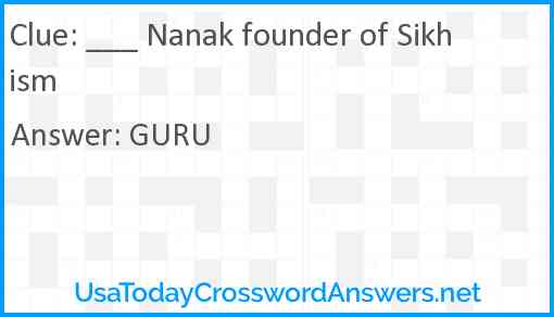___ Nanak founder of Sikhism Answer