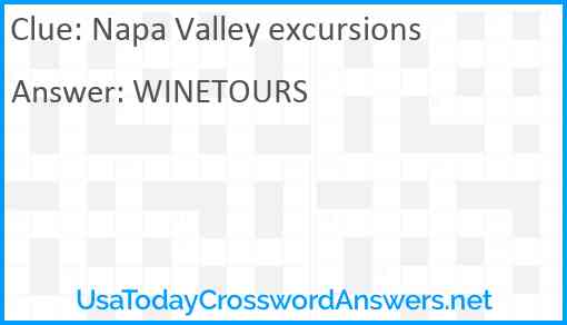 Napa Valley excursions Answer