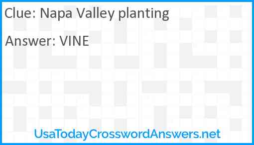 Napa Valley planting Answer