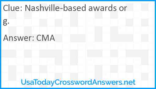 Nashville-based awards org. Answer