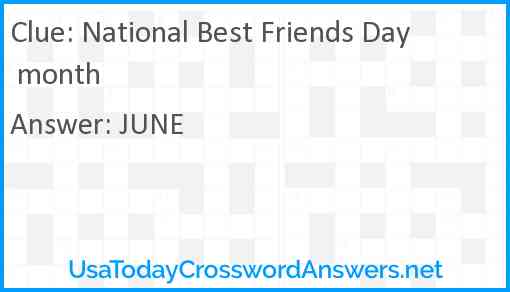 National Best Friends Day month Answer