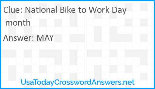 National Bike to Work Day month Answer