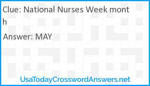 National Nurses Week month Answer