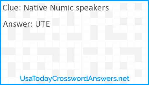 Native Numic speakers Answer