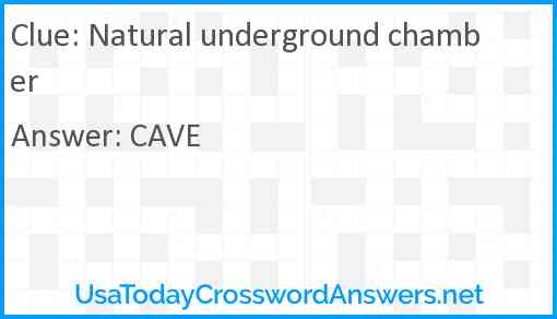 Natural underground chamber Answer