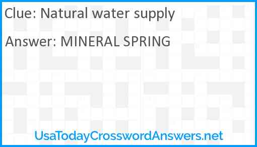 Natural water supply Answer