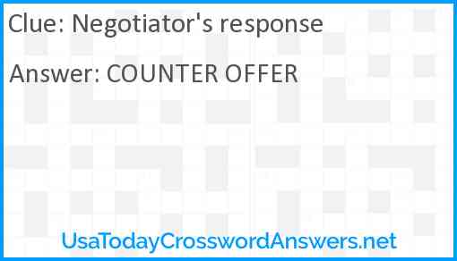 Negotiator's response Answer