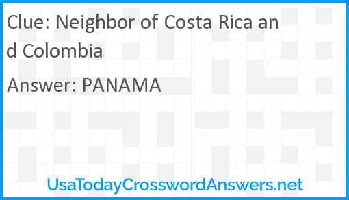 Neighbor of Costa Rica and Colombia Answer