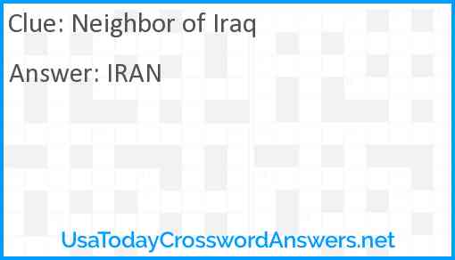 Neighbor of Iraq Answer