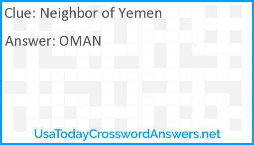Neighbor of Yemen Answer