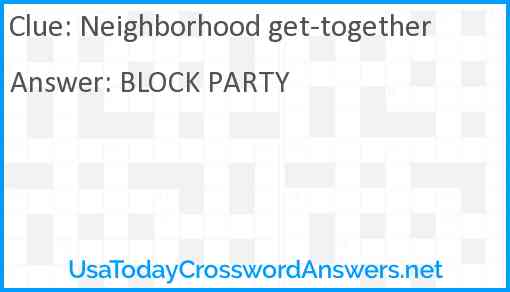 Neighborhood get-together Answer