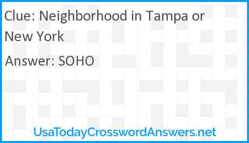 Neighborhood in Tampa or New York Answer
