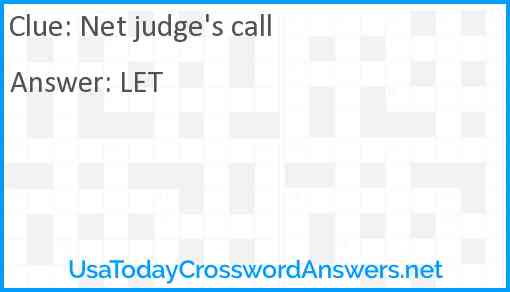 Net judge's call Answer
