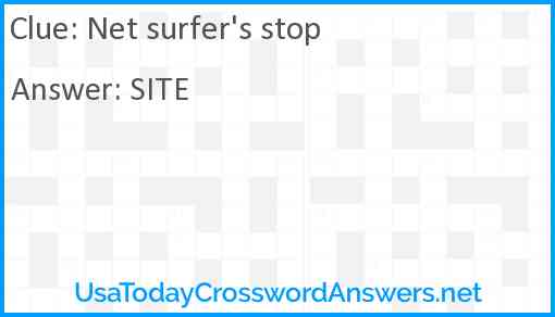 Net surfer's stop Answer