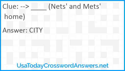 --> ____ (Nets' and Mets' home) Answer