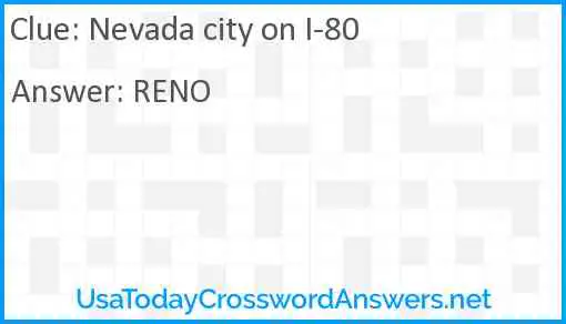 Nevada city on I-80 Answer