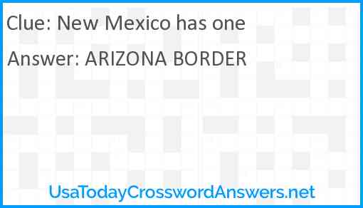 New Mexico has one Answer