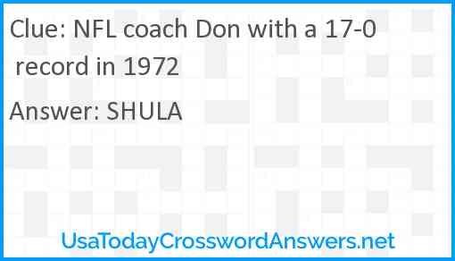 NFL coach Don with a 17-0 record in 1972 Answer