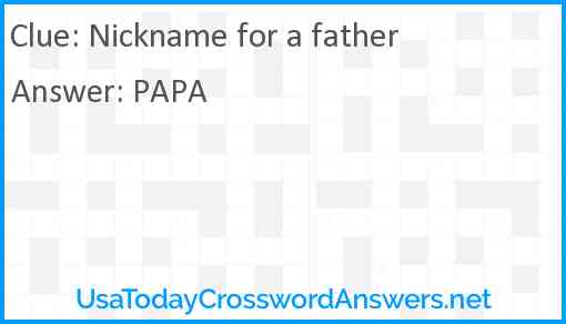 Nickname for a father Answer