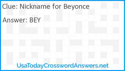 Nickname for Beyonce Answer