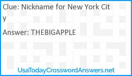 Nickname for New York City Answer