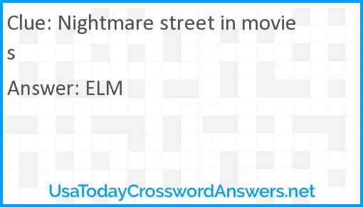 Nightmare street in movies Answer