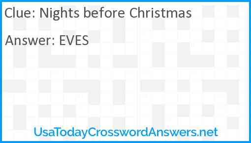 Nights before Christmas Answer