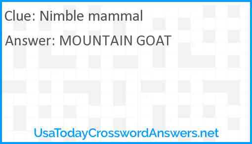 Nimble mammal Answer