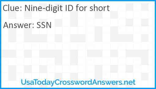 Nine-digit ID for short Answer