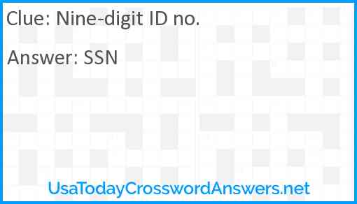 Nine-digit ID no. Answer