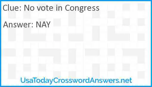 No vote in Congress Answer
