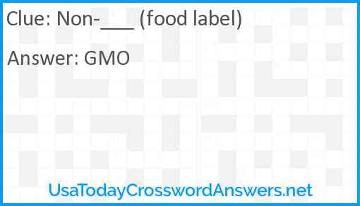 Non-___ (food label) Answer