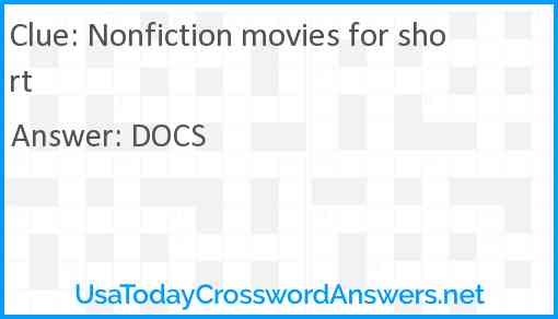 Nonfiction movies for short Answer